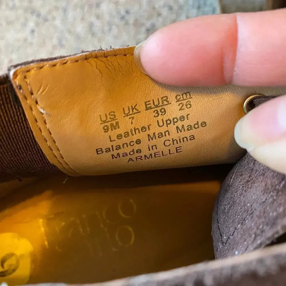 Franco Sarto Sued Brown Leather Upper Wedge 3*”Heels Ankle Boots Women Size 9M - Picture 3 of 7